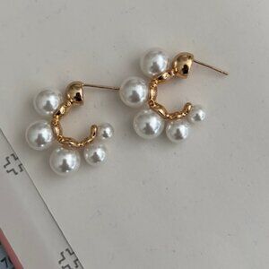 “Now & Forever" Luxury Pearl Gold Mini Hoop Statement Minimalist Dainty Earrings